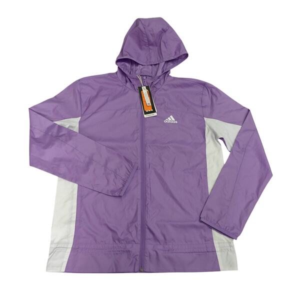 adidas Jackets & Blazers - NWT adidas Womens Marathon Windbreaker Track Jacket Full Zip Hooded Purple Small